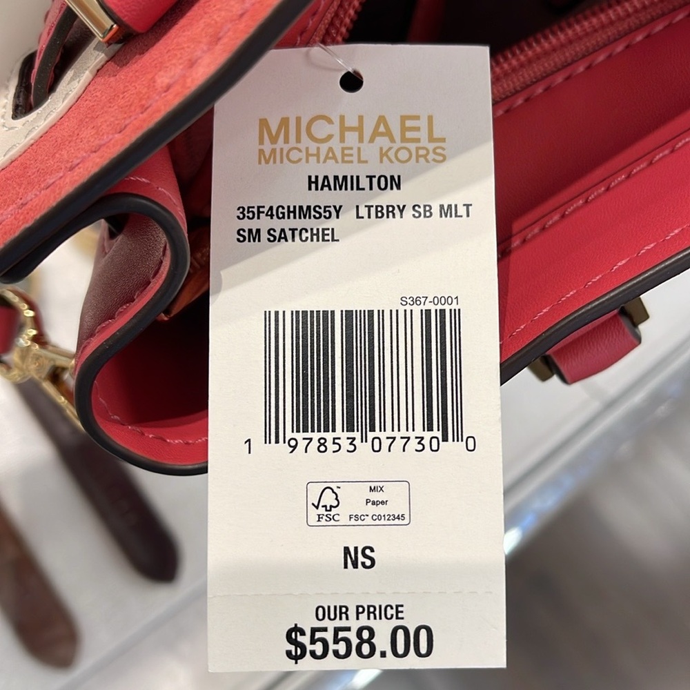 MICHAEL KORS Hamilton Small Two-Tone Satchel
COLOR LIGHT BERRY SHERBET MULTI
NWT - Picture 5 of 16